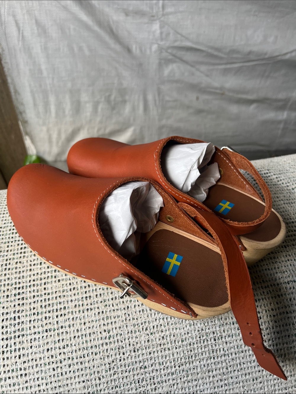 MIA Leather Clog Mules in Chestnut Brown